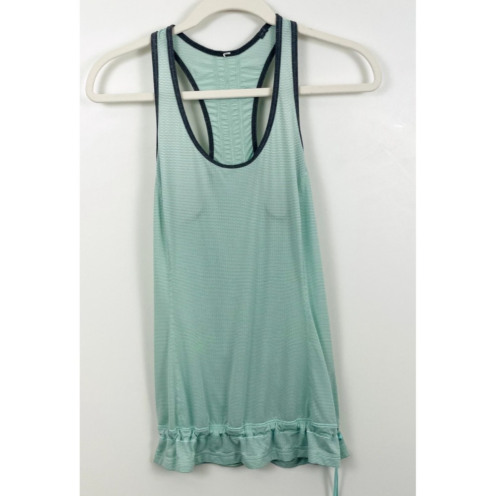 Lululemon Womens Racerback Tank Green Size 6 Polyester Blend Run Swiftly Tech